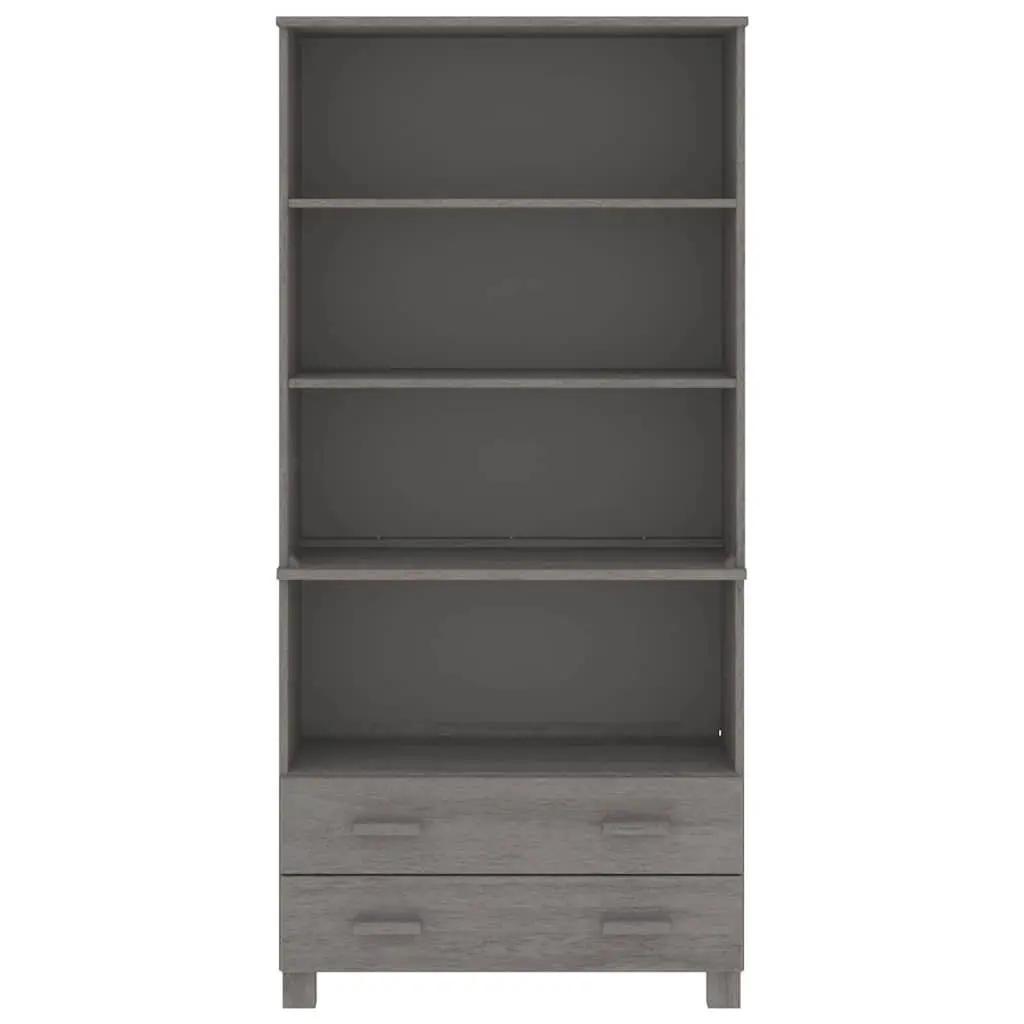 Solid Pine Wood Highboard Sideboard Storage Cabinet Light Grey with Drawers and Open Shelves