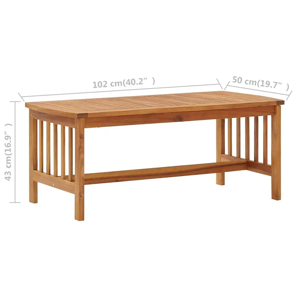 Coffee Table Slatted Top 102x50x43cm Brown Solid Acacia Wood