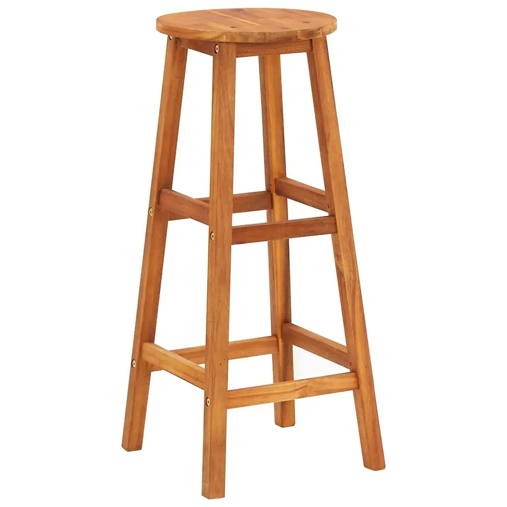 Bar Stools 4 pcs Solid Acacia Wood Brown Outdoor Garden Seating Chairs