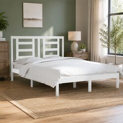 White Bed Frame 150x200 cm with Solid Pine Construction