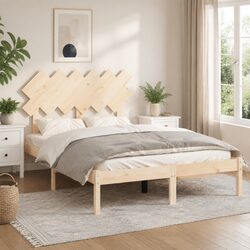 Solid Pine Wood Bed Frame 135x190 cm with Plywood Slats