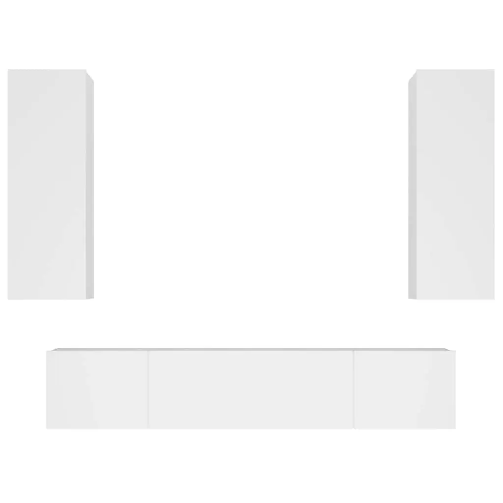TV Cabinet Set Wall-Mounted Storage Unit Engineered Wood 4 Piece White