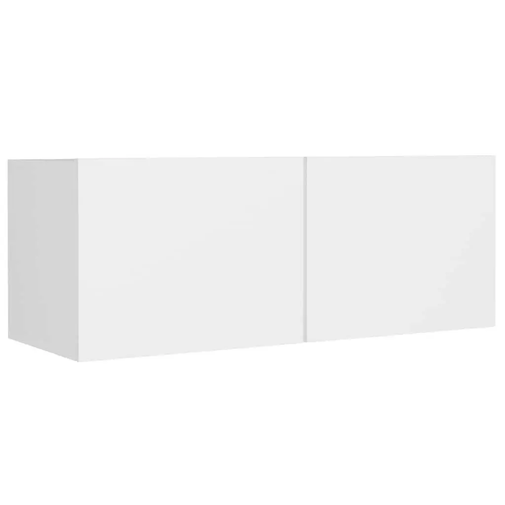TV Cabinet Set Wall-Mounted Storage Unit Engineered Wood 8 Piece White