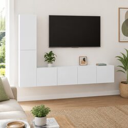 4-Piece Wall-Mounted TV Cabinet Set in White