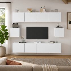 6-Piece Wall-Mounted Media Storage Unit in White