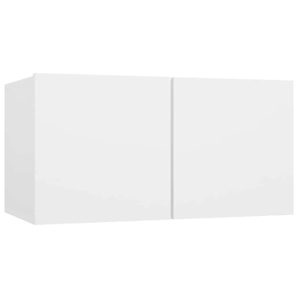 TV Cabinet Set Wall-Mounted Space-Saving 6 Piece White Engineered Wood Storage Unit