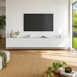 Wall-Mounted 3 Piece TV Cabinet Set in White