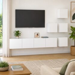 Wall-Mounted TV Cabinet White Engineered Wood
