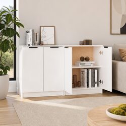 White Storage Cabinet Set with Engineered Wood Construction