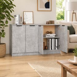 Engineered Wood Sideboard Cabinet Set of 2, Grey