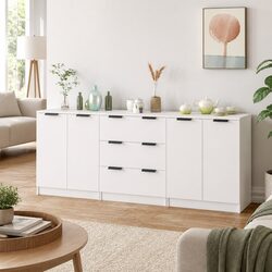 Engineered Wood 3 Piece Sideboard Buffet Storage Cabinet