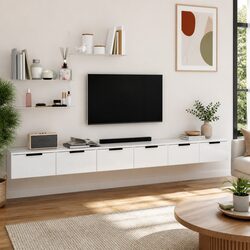 Engineered Wood Wall Cabinets – 2 Piece Floating Shelf Set