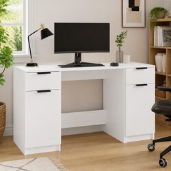 Modern Office Desk with Engineered Wood and Storage