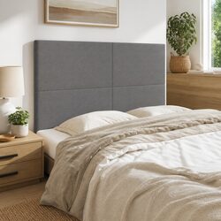 Adjustable Height Grey Fabric Headboard with Wood Support