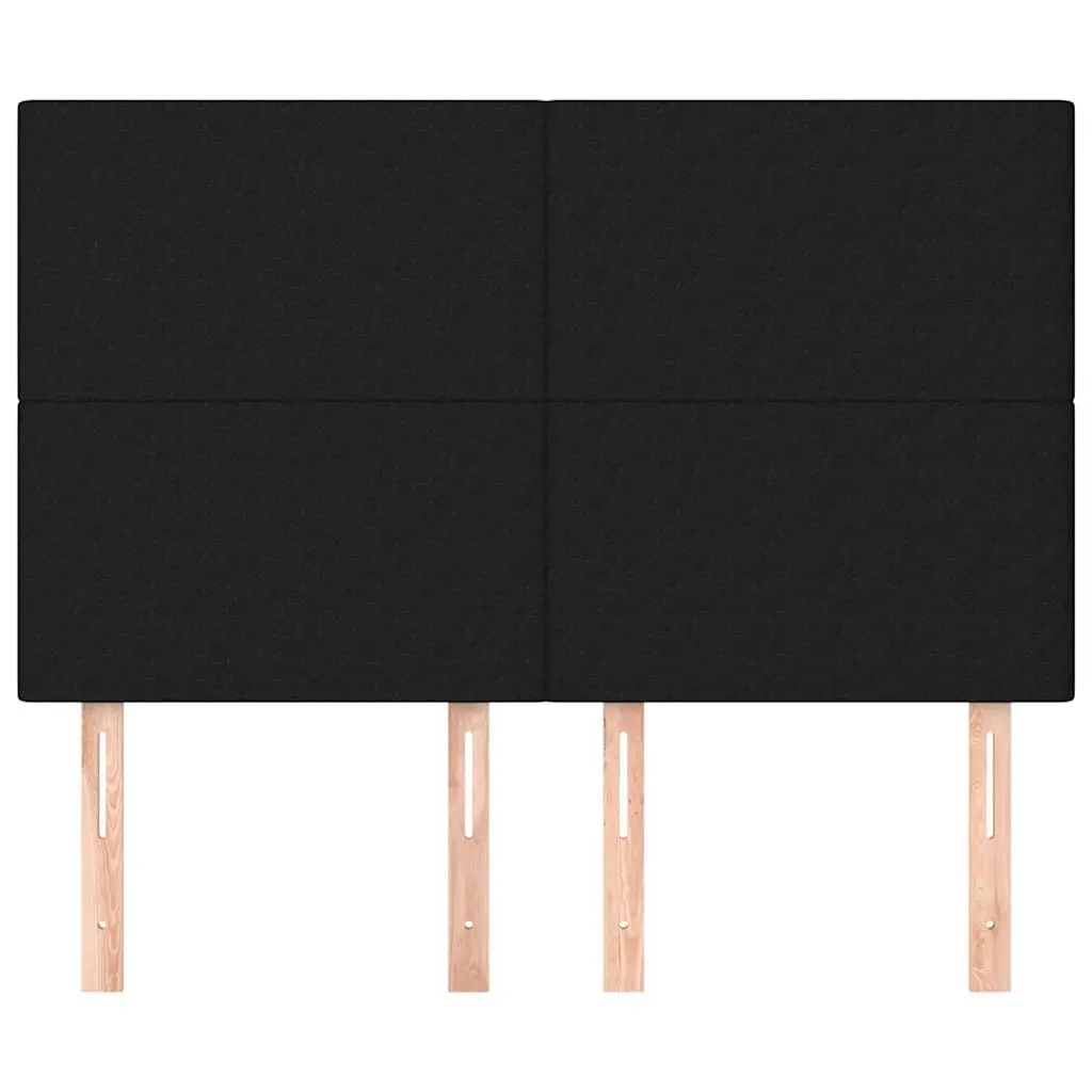 Adjustable Height Fabric Headboard Black Wooden Legs Bedroom Comfort 144Wx5Dx118Hcm