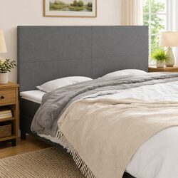 Adjustable Height Dark Grey Fabric Headboard