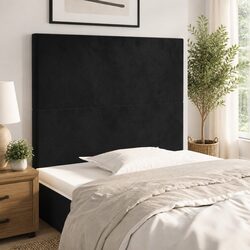 Adjustable Height Black Velvet Headboard with Wooden Support