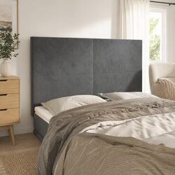 Adjustable Grey Velvet Headboard 144cm Wide with Wooden Legs