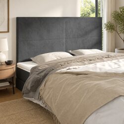 Grey Velvet Bed Headboard 160cm Adjustable Height Design