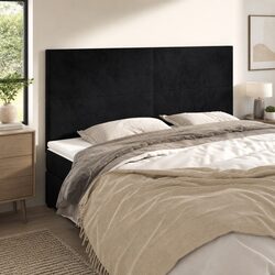 Black Velvet Headboard with Adjustable Height Features