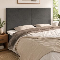 Adjustable Height Headboard in Dark Grey Velvet