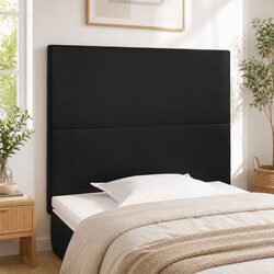 Black Faux Leather Headboard 80x5x118/128 cm