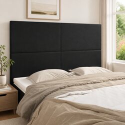 Black Faux Leather Headboard with Adjustable Height