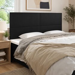 Faux Leather Headboard in Black 160x5x118/128 cm