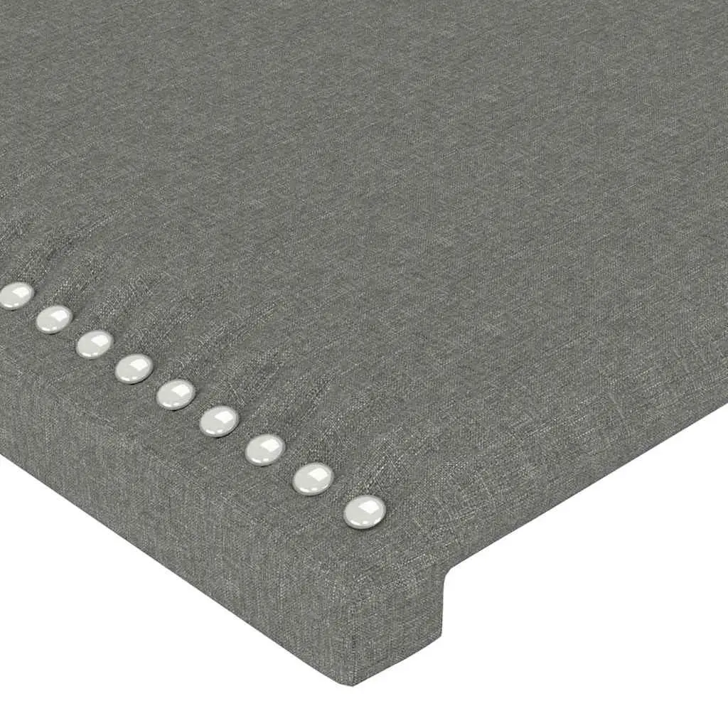 Upholstered Headboard Adjustable Height Dark Grey Fabric Wooden Legs