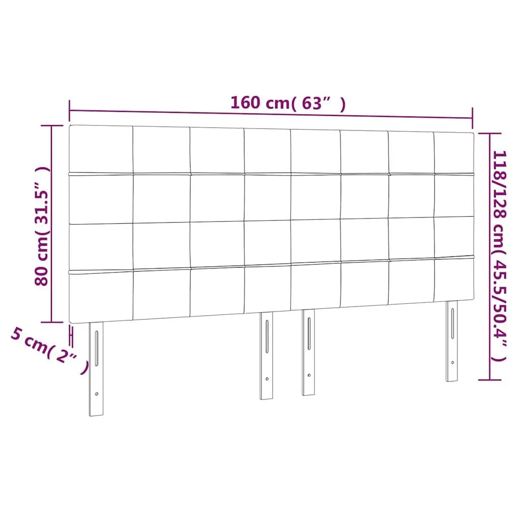 Headboard Adjustable Height Black 160x5x118/128 cm Fabric Bedroom Furniture Backrest Support
