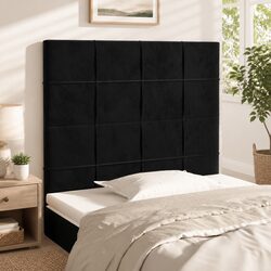 Adjustable Black Velvet Headboard with Wooden Legs