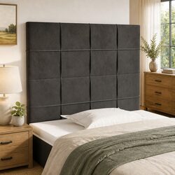 Adjustable Height Dark Grey Velvet Headboard 100cm