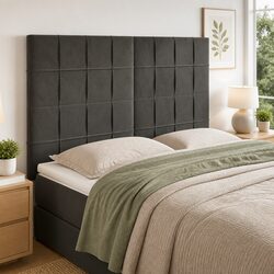 Adjustable Dark Grey Velvet Headboard for Beds