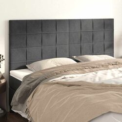 Headboard Dark Grey 200x5x118/128 cm Velvet Bed Upholstered Bedroom Furniture