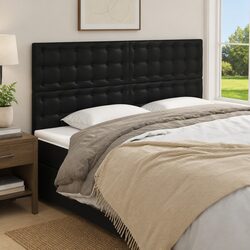 Black Faux Leather Headboard with Adjustable Height