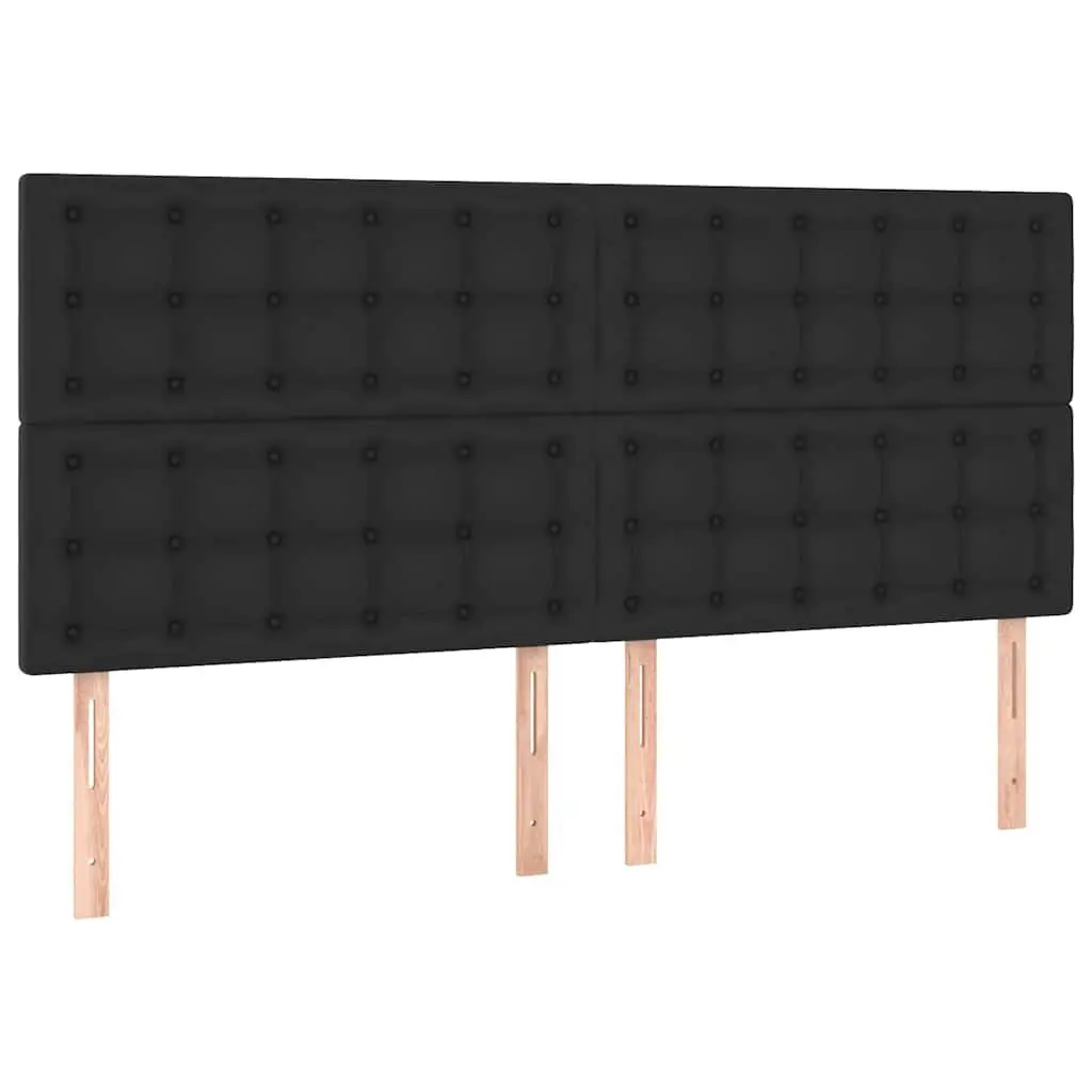 Headboard Adjustable Height Black Faux Leather 200cm Wooden Legs