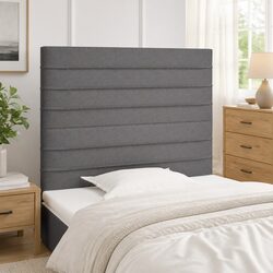 Dark Grey Fabric Headboard with Adjustable Height