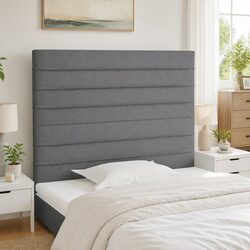 Fabric Headboard Dark Grey 100x5x118/128 cm