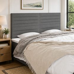 Fabric Headboard Dark Grey 160x5x118/128 cm Specifications