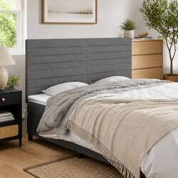 Headboard Fabric Dark Grey 200x5x118/128 cm
