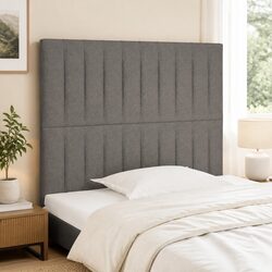 Dark Grey Fabric Headboard with Adjustable Height