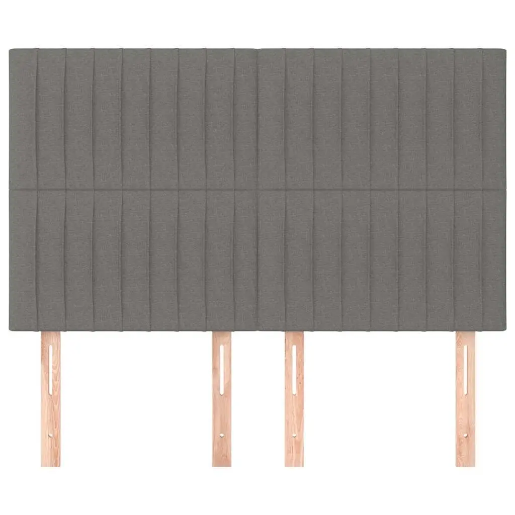 Grey Fabric Headboard Adjustable Height Bed Support Bedroom Wooden Legs