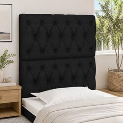 Two Black Fabric Headboards with Wooden Legs 80 cm