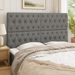 Adjustable Height Grey Fabric Headboard with Wooden Support
