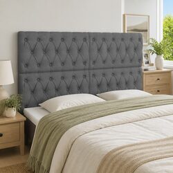 Dark Grey Fabric Headboard with Adjustable Height 160x7x118/128 cm
