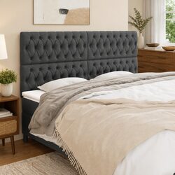 Fabric Headboard in Dark Grey 200x7x118/128 cm