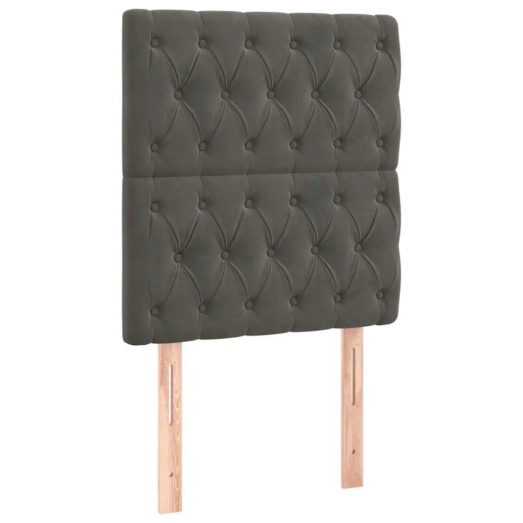 Headboard Adjustable Height Velvet Dark Grey with Wooden Legs