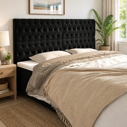 Adjustable Black Velvet Headboard 200cm for Bedroom