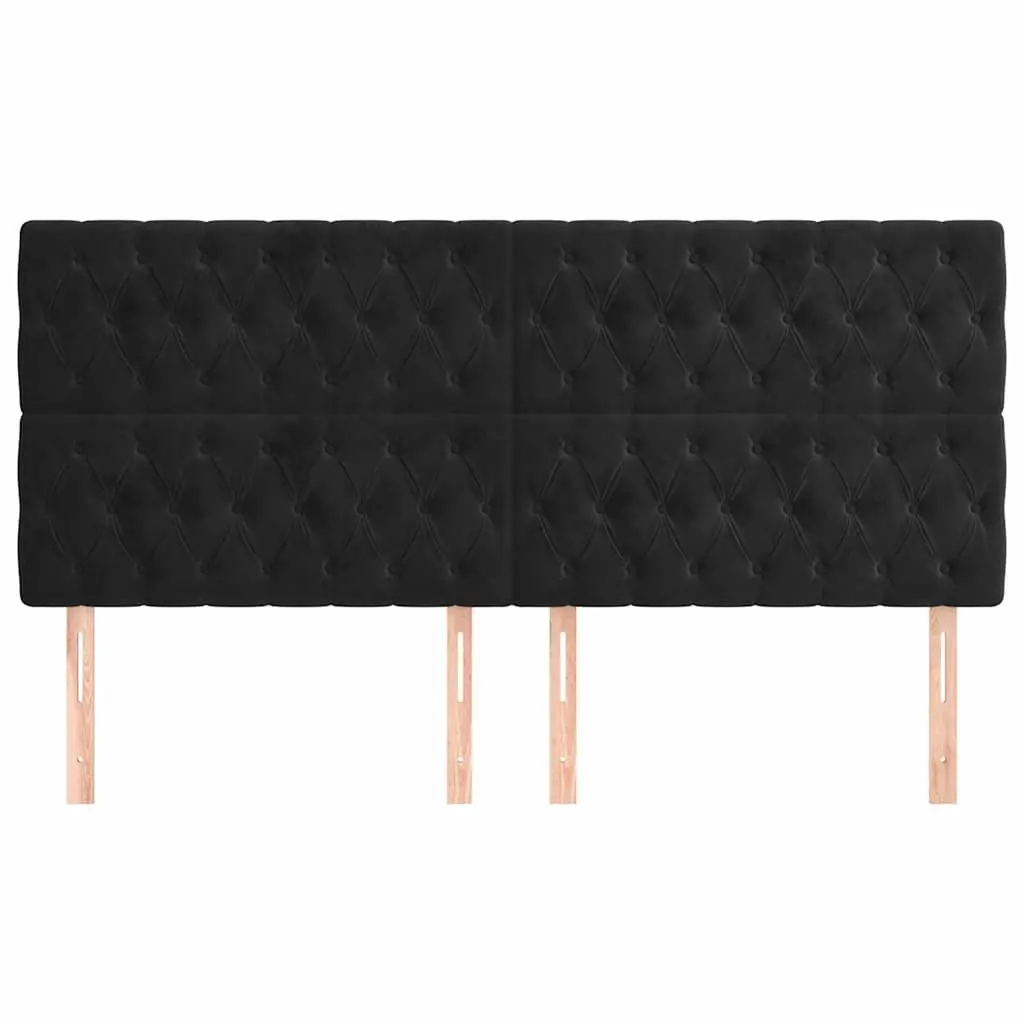 Velvet Headboard Adjustable Height 200cm Black