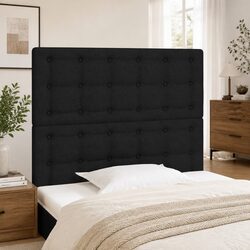 Adjustable Black Fabric Headboard with Wooden Support